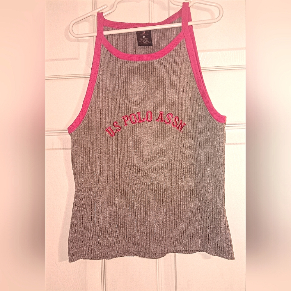 U.S. Polo Assn. Gray and Pink Women's Tank Top
